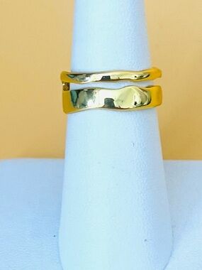 Gold over silver thumb ring, adjustable size stamped .925